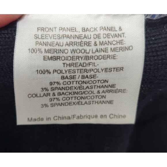 Tory Burch  Navy Blue Wool Contrast Paneled Collared Sweater L - Picture 8 of 12